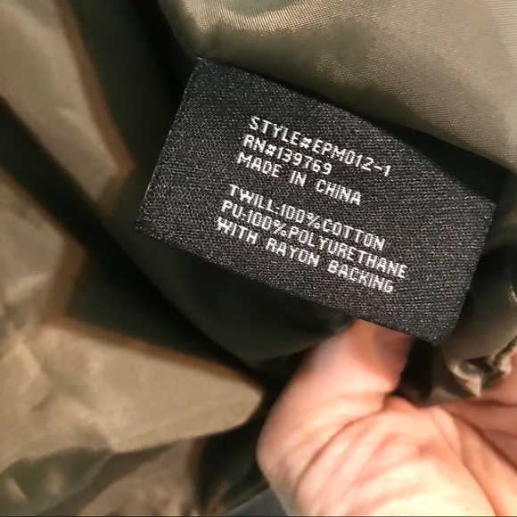 Olive Moto Jacket With Vegan Leather Sleeves - Picture 5 of 8